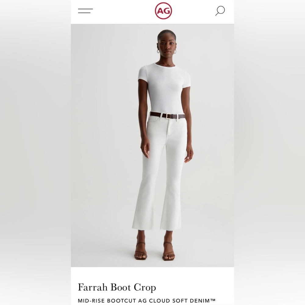 Anthropologie AG Farrah Boot Crop Sand Jeans Size 28 NWOT